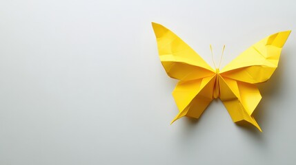 Vibrant Yellow Butterfly Origami Art