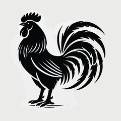 vector black silhouette of a rooster