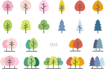 四季の木のアイコン　イラスト素材セット / vector eps