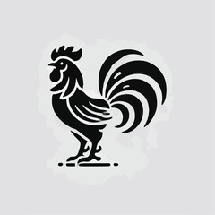vector black silhouette of a rooster