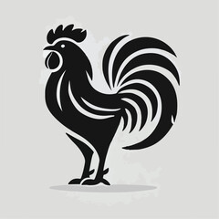 vector black silhouette of a rooster