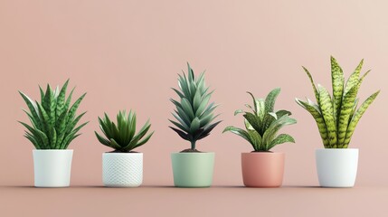 Fototapeta premium Collection of 3d realistic vector icon illustration potted plants for the interior. Isolated on white background.