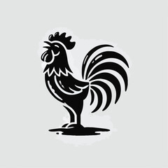 vector black silhouette of a rooster