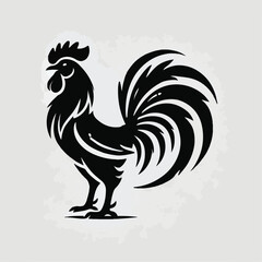 vector black silhouette of a rooster