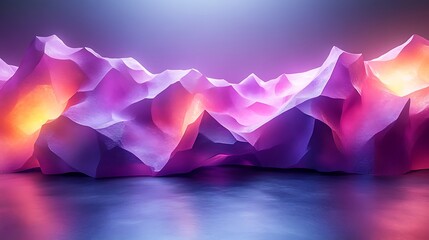Abstract Purple and Pink Illuminated Mountain Range