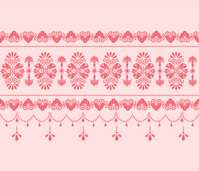 Elegant Pink Damask Lace Pattern Ornamental Vintage Border Design