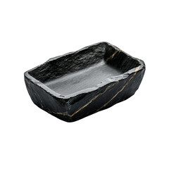 Fototapeta premium A robust, rectangular stone bowl with a textured surface and subtle color variations.