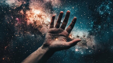 Hand Reaching for the Cosmos: A Celestial Encounter