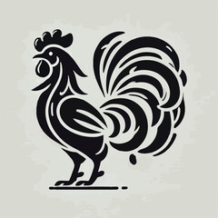 vector black silhouette of a rooster