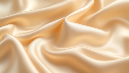 Obraz premium Soft pastel beige cream color, shiny satin silk swirl wave background banner - Abstract textile fabric material, backdrop texture for product display or text