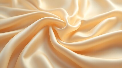 Obraz premium Soft pastel beige cream color, shiny satin silk swirl wave background banner - Abstract textile fabric material, backdrop texture for product display or text