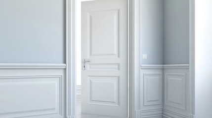 Open Doorway in a Modern White Room, Elegant Interior Design