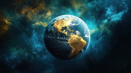 Stunning View of Earth from Space Illuminated by Stars