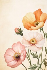 Naklejka premium Beautiful illustration of colorful poppy flower in a soft background, evoking tranquility and nature
