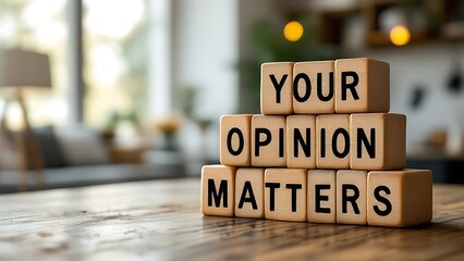 Your opinion matters - words from wooden blocks with letters, Your feedback is important concept