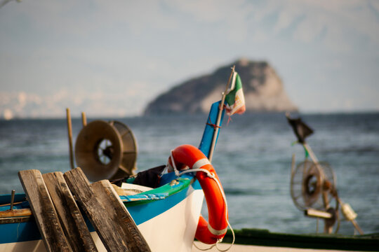 Liguria, Italy. The fishing boats on the beach of the old village of Noli.