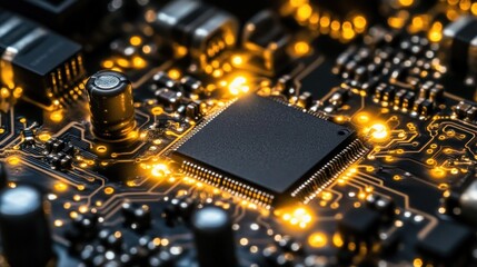 Illuminated Circuit Board: A Close-Up of Microchip Technology