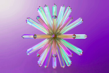 放射状に広がる結晶の花の3Dイラストレーション