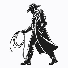 cow boy vector silhouette black design white background