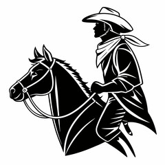 cow boy vector silhouette black design white background