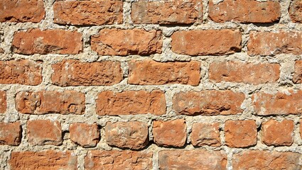Obraz premium Close up of textured reddish brown brick with visible mortar