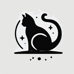 vector black silhouette of a cat
