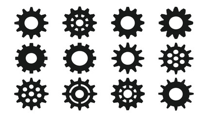 Black Settings Gear Icon for User Interface