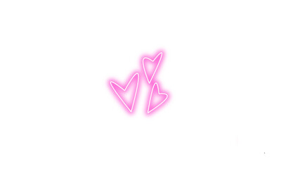Pink glowing neon heart isolated on transparent background, sparkling love symbol, luminous heart effect PNG, empty glow frame for designs, disign element for holiday cards, banners, invitations
