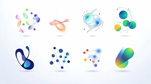Abstract colorful molecules design elements; science background; graphic design resource for websites or presentations