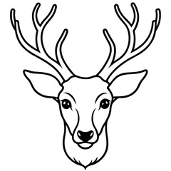 Abstract Deer Head in Single Line Vector Style