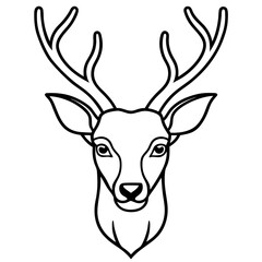 Abstract Deer Head in Single Line Vector Style