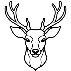 Abstract Deer Head in Single Line Vector Style