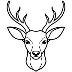 Abstract Deer Head in Single Line Vector Style
