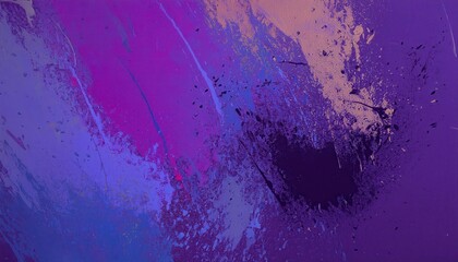 Fototapeta premium dynamic abstract explosion of purple and blue paint splashes with textured strokes and black fragments, perfect for modern background and digital artwork