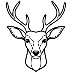 Abstract Deer Head in Single Line Vector Style