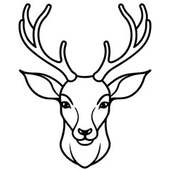 Abstract Deer Head in Single Line Vector Style