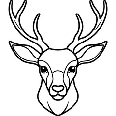 Abstract Deer Head in Single Line Vector Style