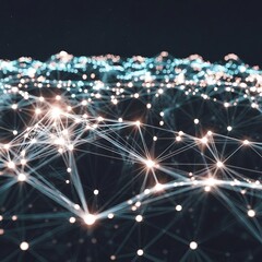 Fototapeta premium A digital illustration of a glowing interconnected network representing futuristic artificial intelligence data and technology in cyberspace