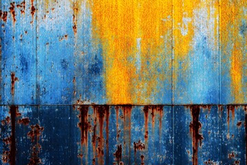 Fototapeta premium Painterly, impressionistic interpretation of a distressed metal surface