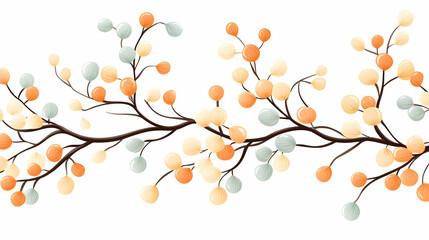 Obraz premium Autumn branch with colorful berries, seamless pattern, white background, fall design