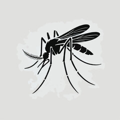 vector black silhouette of a mosquito