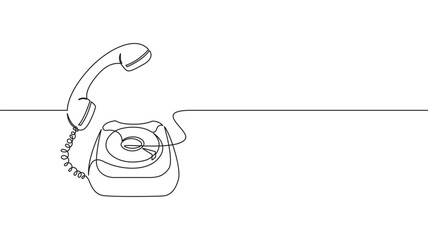 Continuous line drawing of a phone receiver on transparent background eps 10