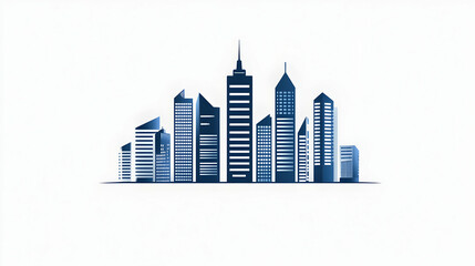 Fototapeta premium Cityscape skyline illustration, urban development, modern architecture, white background, website design