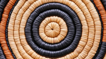 Fototapeta premium Intricate close-up view of a handwoven basket featuring geometric patterns and rich textures, emphasizing natural fibers and a blend of earthy colors