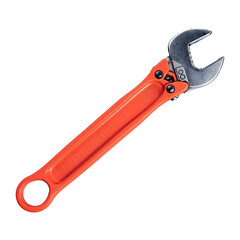 Adjustable Wrench with Orange Handle on Transparent Background