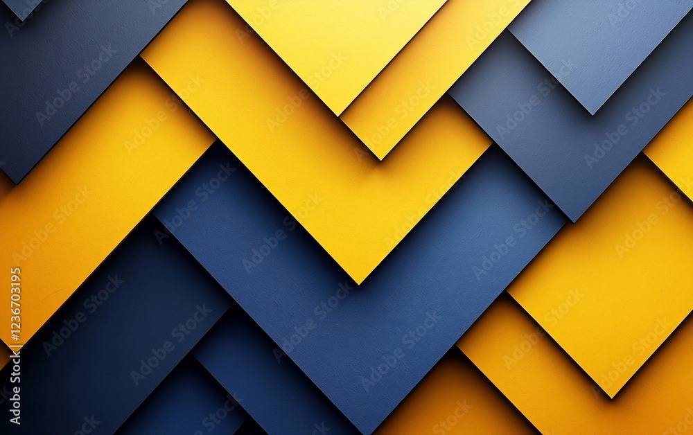 Poster abstract geometric pattern with yellow and blue shapes.