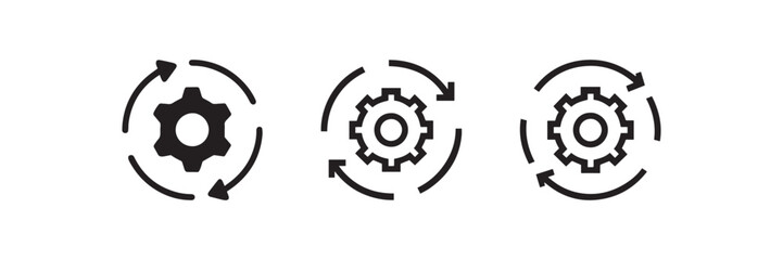 Gear Rotation Process Icon Set Vector Illustration


