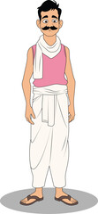 Obraz premium A indian village man with mustache cartoon character design
