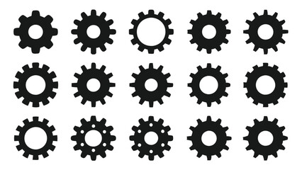Flat Cog Icon Set for Mechanical Themes