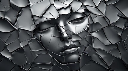 Fragmented Portrait of a Woman in Monochrome